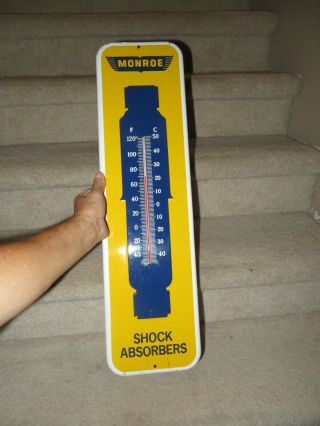 Vintage Monroe Shock Absorbers Dealer Sign W/thermometer Gas Station Pristine