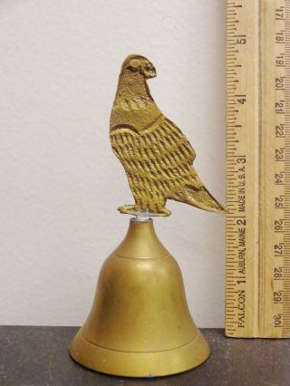 Vintage Or Antique Brass Bell Hand Bell With Bird Made In India Hawk Eagle