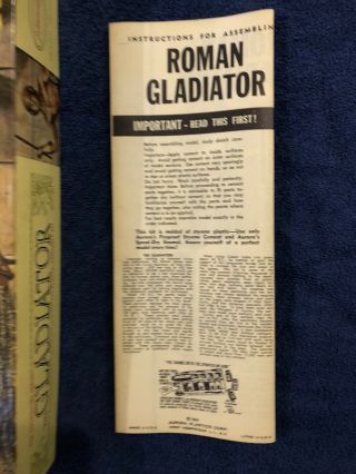 Vintage 1964 Aurora “Gladiator With Trident” Model Kit Built Up W/instructions 2