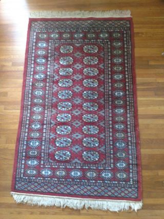 Vintage Bokhara Persian Area Rug Carpet Hand Knotted 100 Wool 38 " X 65 "