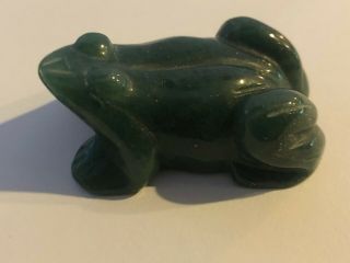 Vintage Green Jade Chinese Frog Hand Carved Figure