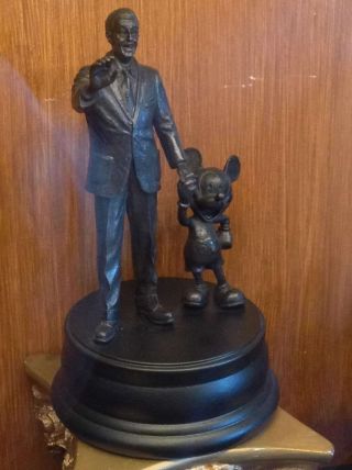 Disney Parks Walt Disney & Mickey Mouse Partners Bronze Figure Statue