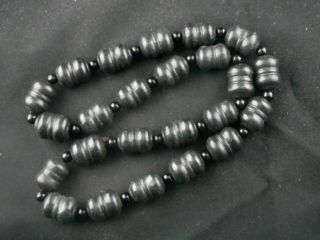 29 Inches Good Quality Large Chinese Old Jade Hand Carved Beads Necklace L120