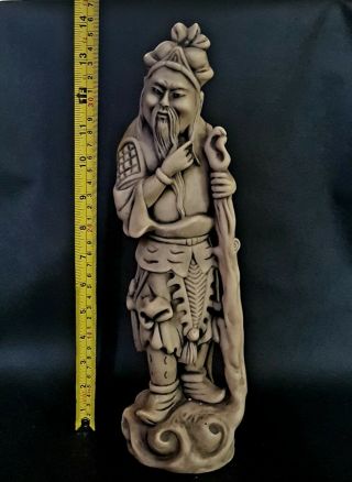 Huge Antique Chinese Tibetan Oriental Monk Statue Figurine 36cms Tall 2kg Heavy