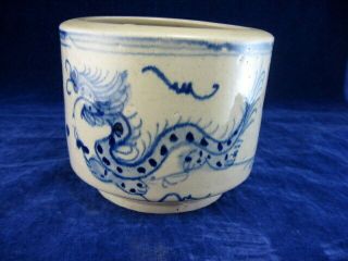 Antique Asian Chinese Porcelain Brush Pot No.  1 Vase W Dragons Pagoda 4 In.  Tall