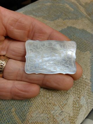 Antique Carved Chinese Mother Of Pearl Gaming Gambling Chip Token Piece Birds
