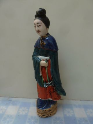 Antique Chinese Export Porcelain Lady Figurine Statue With Marks 12”high