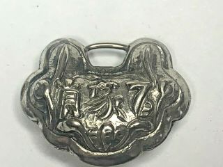 Antique Chinese Silver Lock Necklace Pendant - Great Repousse Piece -