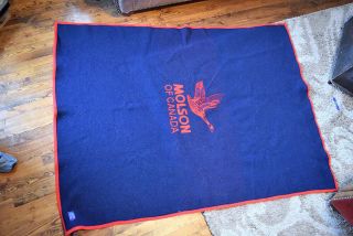Vintage Pendleton Wool Blanket 56x74 Molson Canada Robe Rare Red Blue Breweriana