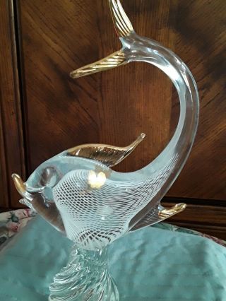 Vintage VENETIAN MURANO Italy Art Glass Fish Figurine wirh Gold 3