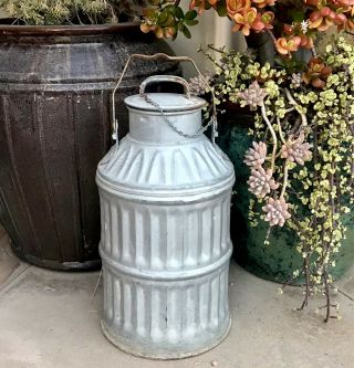 Vintage 1929 Farmhouse Dairy 5 Gallon Milk Can Complete W/ Lid & Chain