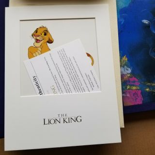 The ART of the LION KING Illustrated Signed Limited edition Simba Sericel w 6