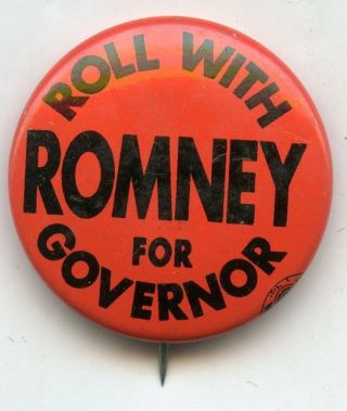 Roll With George Romney Governor Michigan Pinback Button Pin Vote Campaign Bl31