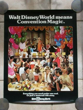Walt Disney World Vintage 1976 Poster Hotel Convention Advertisement Orig Rolled