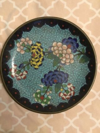 Fabulous Chinese Ming CloisonnÉ Brass Colorful Flower 6” Dish Plate