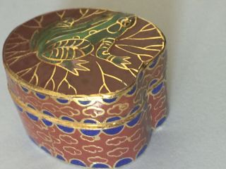 Bronze Lucky Frog Pill Box China Antique Chinese Cloisonne Enamel Vintage