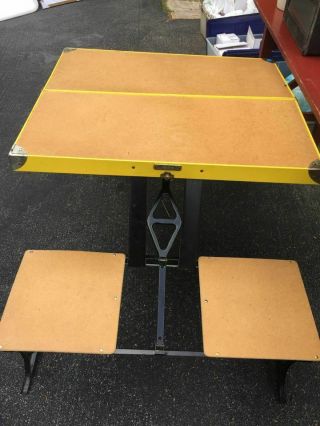 Vintage Handy Folding Picnic Table And Chair Set Milwaukee Stamping Co Yellow