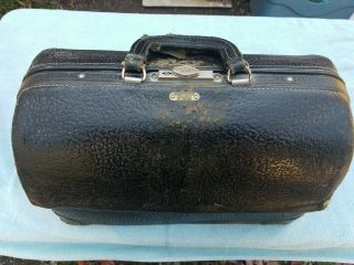 Vintage Emdee By Schell Black Leather Doctor Bag With Tools