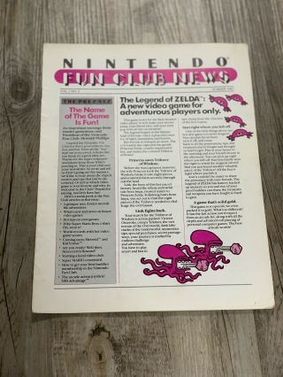 Nintendo Fun Club News Volume 1 Issue 2 Summer 1987 Rare Vintage
