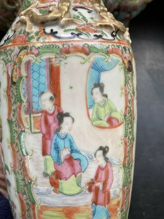 19th C Chinese Canton Porcelain Vase With Dragons