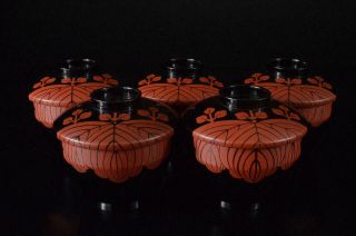 Z8414: Japan Wooden Lacquer Ware Tea Bowl/dish Of Soup Bundle Tea Ceremony
