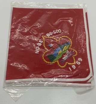 Vintage Bsa Neckerchief—no - Be - Bo - Sco—1969—boy Scouts—embroidered—new Jersey