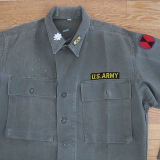 Vintage Korea War Twill Herringbone Hbt 13 Stars Button Us Army Shirt