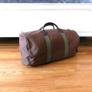 Vintage Ll Bean Brown Canvas Duffel Bag Hunting Camping Travel Weekender Gym 70s