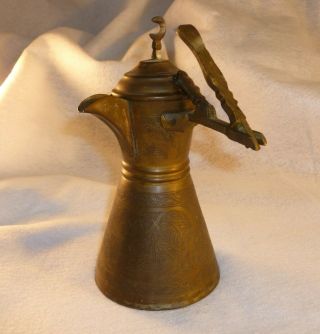 Antique Vintage Islamic Bedouin Dallah Coffee Pot Middle Eastern Brass Syria