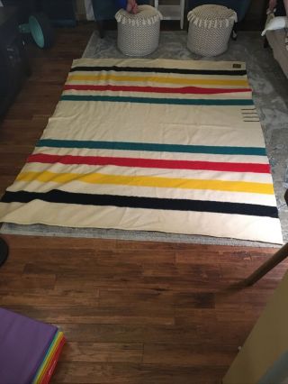 Vintage Trappers Point Blanket Hudson Bay Four Point 88x68 Approximately