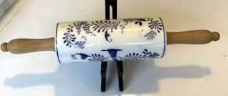 Vintage Blue Onion Porcelain Rolling Pin Gmt&bro Blue & White