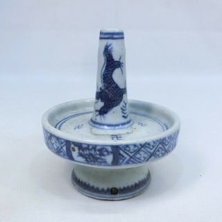 D400: Chinese Incense Stick Holder Of Old Blue - And - White Porcelain With Dragon