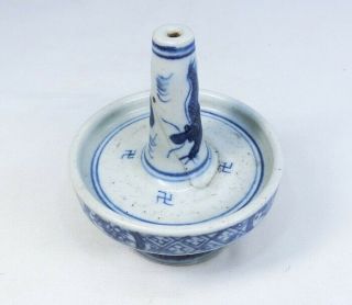 D400: Chinese incense stick holder of old blue - and - white porcelain with dragon 2