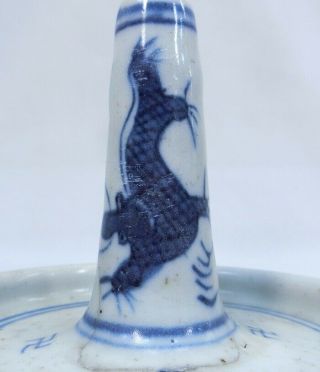 D400: Chinese incense stick holder of old blue - and - white porcelain with dragon 3