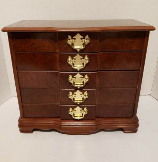 Large Vintage Lacquered Burl Wood Jewelry Box
