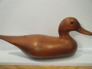 Vintage Hand Carved Wood Duck Decoy Glass Eyes Artist Unknown