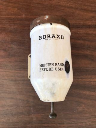Antique Vintage Boraxo Soap Dispenser Old Gas Station White Porcelain