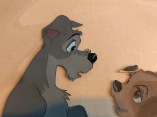 Vintage Disney Hand Painted Celluloid Drawing “Lady & the Tramp” 1956 4