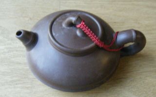 Vintage Chinese Yixing Zisha Clay Teapot W/red String,  Marked