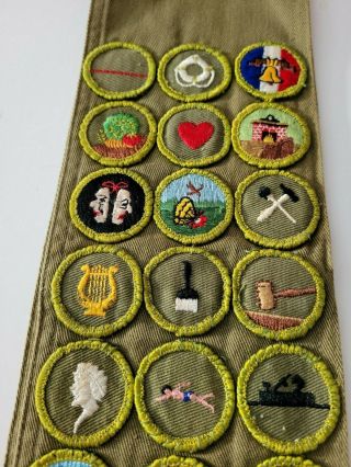 1960 ' s Boy Scout Merit Badge Sash - 26 Badges 2