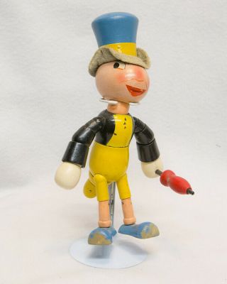 Collectible Jiminy Cricket Jointed Wooden Doll Ideal Toys Disneyana 1940’s