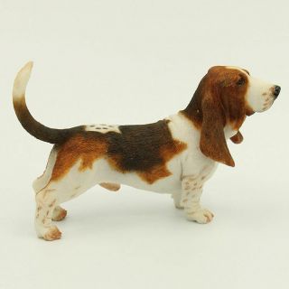 Basset Hound Dog Hand Painted Simulation Model Resin Mini Figurine Statue