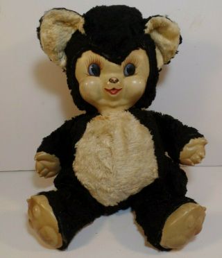 Vintage Rushton Rubber Face Chubby Tubby Doll Panda Bear 14 " Plush