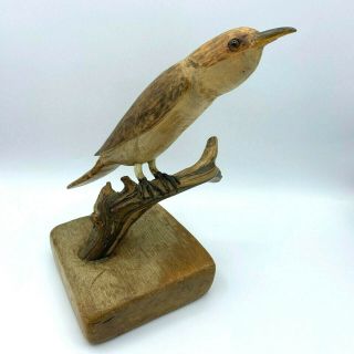 Vintage Folk Art Wood Wooden Carved Shorebird Bird Figurine Statue