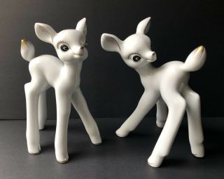 Vintage Narumi China Porcelain Deer Figurines 9” Bambi & Feline Pair
