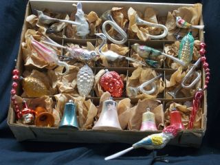 25 Antique/vintage Glass Christmas Ornaments,  Figurals,  Horns,  Pinecones,  Umbrella