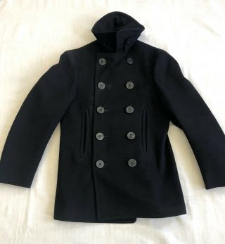 1940s Vintage World War 2 Us Navy Peacoat 10 Button Militaria Made In Usa Ww2
