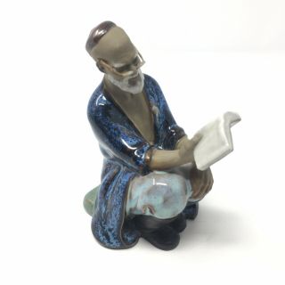 Vintage Chinese Shiwan Mud Man Figure - Scholar Sitting