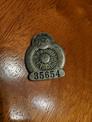 Vintage 1925 State Of Michigan Chauffeur Badge
