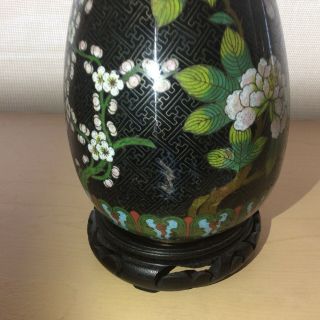 Black Antique Cloisonné Floral Blossom Vase 9 1/2 ' 2